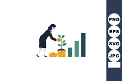 Businesswoman nurturing money plant investment growth concep Product Image 1