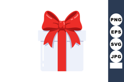 Gift box with red ribbon bow decorative present for celebrat Product Image 1