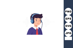 Young man wearing headset with microphone in casual business Product Image 1