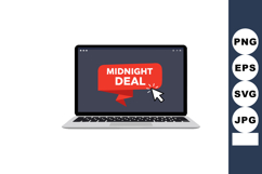 Laptop computer with midnight deal notification and mouse cu Product Image 1