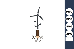 Pencil with wind turbine blades and plant growing from roots Product Image 1