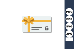 Gift card with golden ribbon bow and lock security icon vect Product Image 1