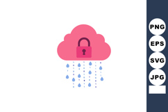 Cloud security concept with pink cloud and lock icon raining Product Image 1