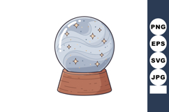Magic snow globe with stars and swirls inside on wooden base Product Image 1