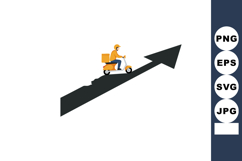 Delivery courier riding scooter up arrow increasing business Product Image 1