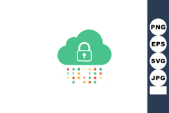 Cloud computing security with lock icon and digital data rai Product Image 1