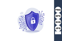 Cybersecurity shield with lock icon and circuit connections Product Image 1
