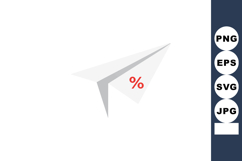 Paper airplane with red percentage sign symbolizing discount Product Image 1