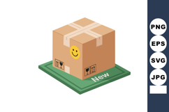 Brown cardboard package box with smiley tape and fragile ico Product Image 1