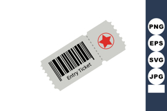 Entry ticket with barcode and red star icon simple vector de Product Image 1
