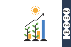 Plant Growth Chart with Bars and Upward Arrow Showing Progre Product Image 1