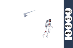Astronaut floating in space with paper airplane vector illus Product Image 1