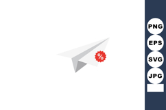 Paper airplane with discount sale badge icon symbolizing pro Product Image 1