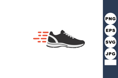 Running shoe icon with speed lines fast motion sports sneake Product Image 1