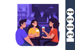 Friends enjoying drinks at bar socializing and relaxing in c Product Image 1