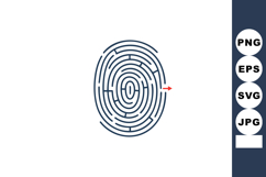 Fingerprint Maze with Red Arrow Showing Exit Path Vector Ill Product Image 1