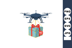 Drone carrying gift box with red ribbon and 30 percent off t Product Image 1