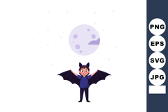 Child dressed in bat costume with full moon background Hallo Product Image 1