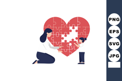 Heart puzzle teamwork mother and child love connection build Product Image 1
