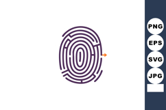 Fingerprint maze icon with orange arrow solving path digital Product Image 1