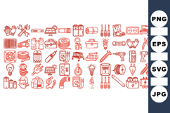Hand Drawn Electrical Tools Vector Clipart Set Product Image 1