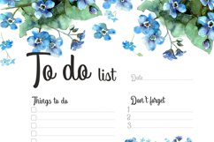 To Do Printable Planner witn Watercolor Forget-me-nots Product Image 2
