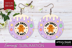 To Sweet To Melt Xmas Round Earrings Christmas PNG Product Image 1