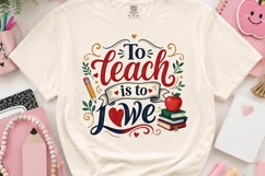 To Teach Is To Love Teacher Quote PNG Product Image 2