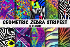 Colorful Zebra Paper Geometric Stripes Digital Paper Product Image 1