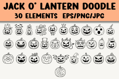 Hand-Drawn Jack-O’-Lantern Doodle Bundle Product Image 1