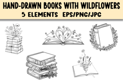Hand-Drawn Books with Wildflowers Product Image 1