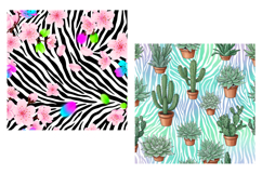 Colorful Zebra Paper Floral Fusion Digital Paper Product Image 3