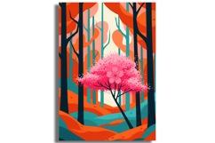 Abstract Geometric Cherry Blossom Forest Illustration Product Image 1