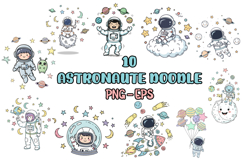 Cute Astronaut Doodle Clipart Bundle Product Image 1