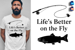 Life’s Better on the Fly Elegant Fly Rod and Trout Vector Product Image 1
