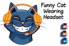 Funny Cat Wearing Headset - Gamer Pet Graphic Product Image 1