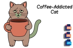 Coffee-Addicted Cat - Funny Tired Feline Product Image 1