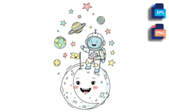 Cute Astronaut Doodle Clipart Bundle Product Image 11