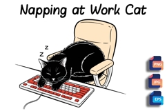 Napping at Work Cat - Funny Office Feline Product Image 1