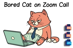 Bored Cat on Zoom Call - Funny WFH Pet Product Image 1