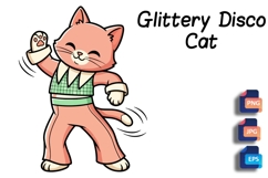 Glittery Disco Cat - &#039;70s Funky Dance Art Product Image 1