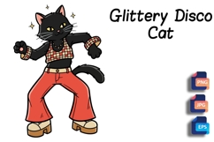 Glittery Disco Cat - &#039;70s Funky Dance Art Product Image 1