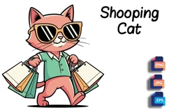 Confident Cat with Sunglasses &amp; Shopping Bags Product Image 1