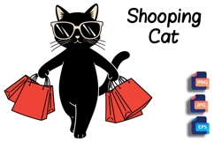 Confident Cat with Sunglasses &amp; Shopping Bags Product Image 1