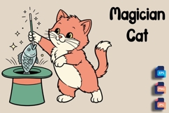 Magician Cat Pulling Fish from Hat - Feline Magic Show Product Image 1