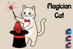 Magician Cat Pulling Fish from Hat - Feline Magic Show Product Image 1