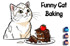 Funny Cat Baking Fail - Floury Feline &amp; Collapsed Cake Product Image 1