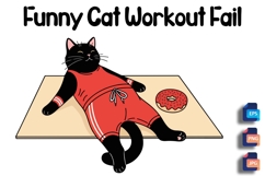 Funny Cat Workout Fail - Donut on Yoga Mat Product Image 1