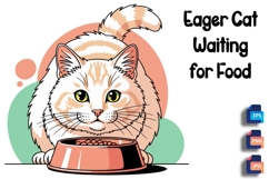 Eager Cat Waiting for Food - Hungry Feline Mealtime Product Image 1