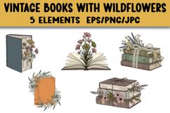 Vintage Books with Wildflowers Product Image 1